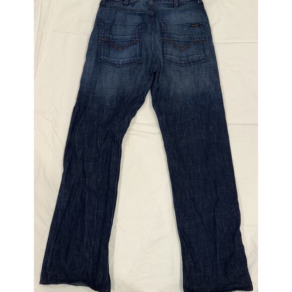 Energie Sixty Italy Y2k Button Straight Jeans Mens 32x32 Blue Denim Distressed - Picture 9 of 11